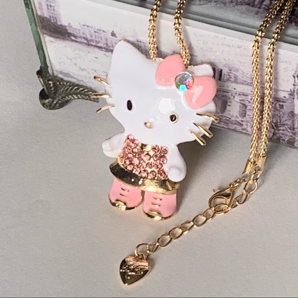 💋 3/$30 💋 Betsey Johnson Style - Pink Kitty Cat Necklace